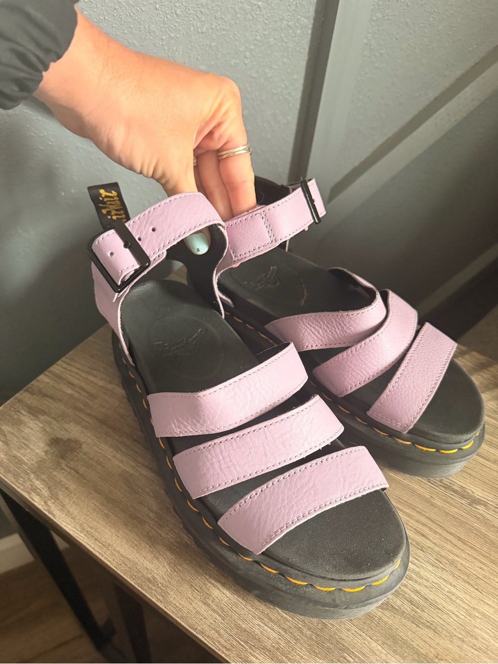 Dr. Martens Lavender Leather Platform Sandals
